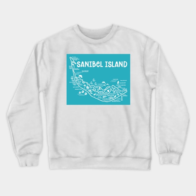 Sanibel Island Map Crewneck Sweatshirt by fiberandgloss